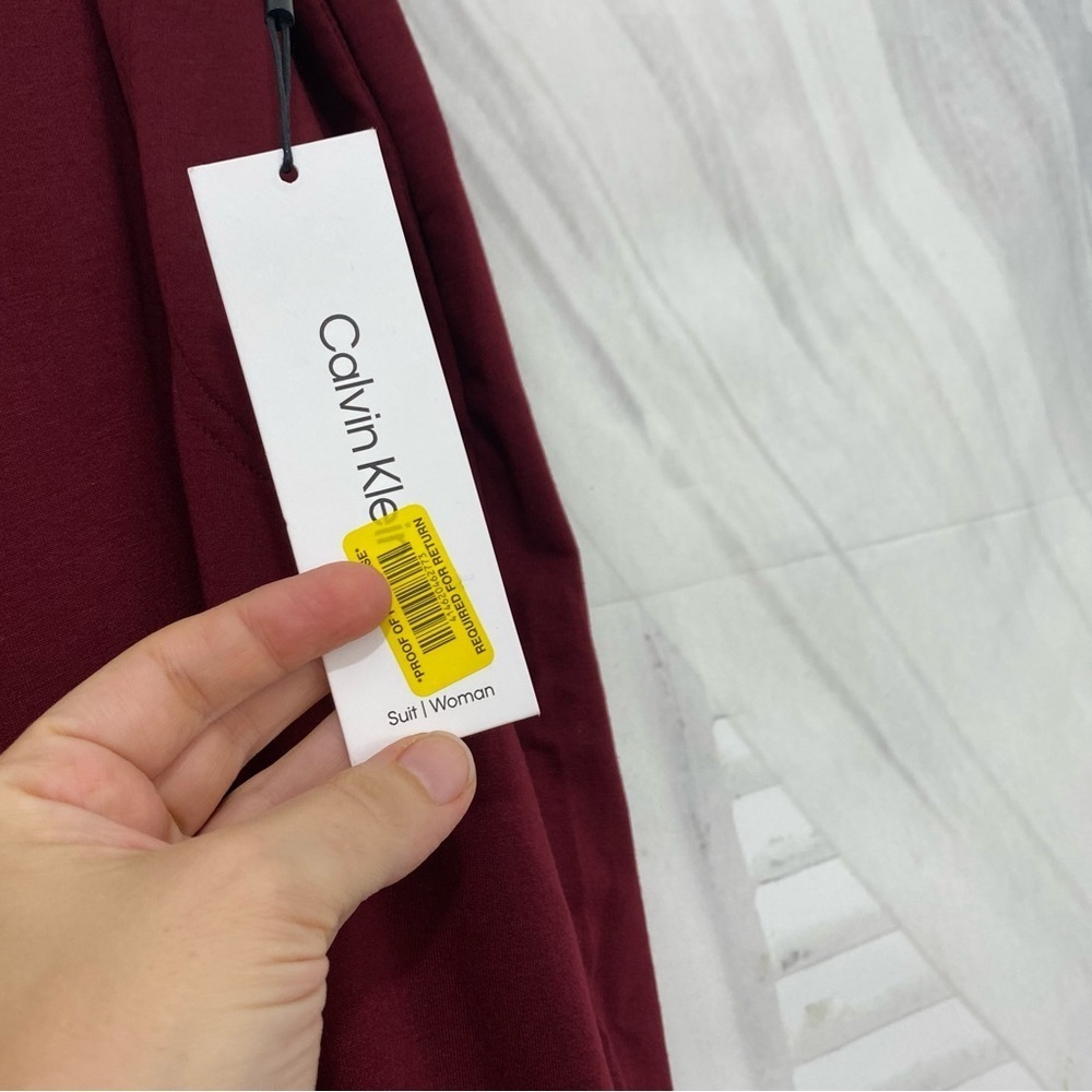 NEW Calvin Klein Size 2X Pull On Stretch Straight Leg Pants Burgundy Red Pockets - Picture 7 of 10